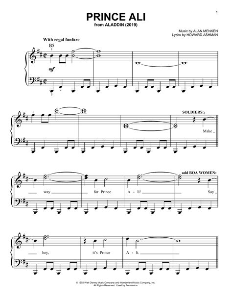 Free sheet piano music in pdf and midi, video and tutorials online. Prince Ali (from Disney's Aladdin) Sheet Music | Will Smith | Easy Piano