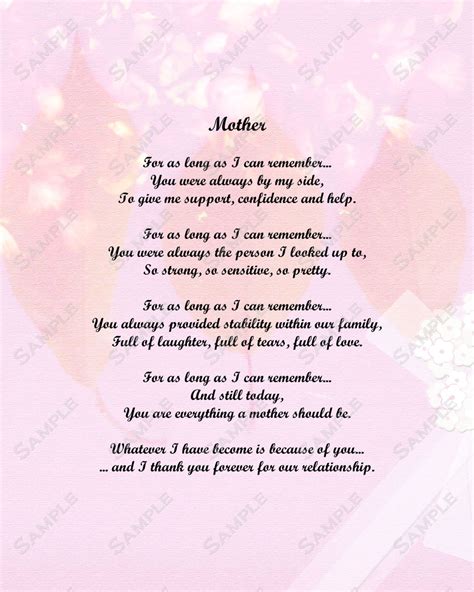 Mother Love Poem For Mom 8 X 10 Print Etsy