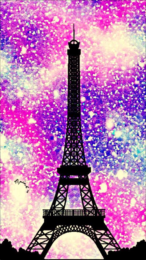 Luxury Glitter Pink Eiffel Tower Wallpaper Work Quotes