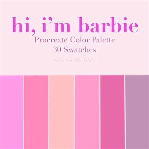 Pink Barbie Procreate Color Palette 30 Swatches Instant Download Etsy