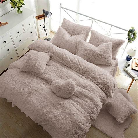 Teddy Fleece Duvet Cover With Pillow Case Thermal Warm Soft Cozy