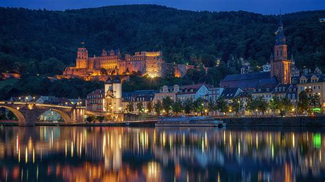 Desktop Wallpapers Germany Heidelberg Bridges Night Rivers 2560x1440