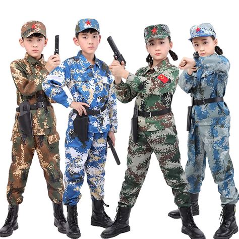 Children Student Military Uniform Tactical Combat Jacket Pants Set