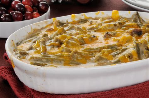 Spread over green beans and top with swiss cheese. Green bean casserole