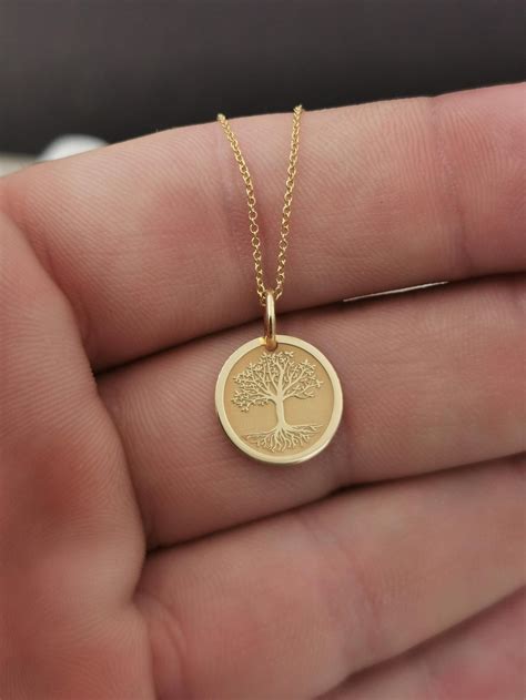 Dainty 14k Solid Gold Tree Of Life Necklace Gold Tree Etsy Gold Tree Necklace Tree Of Life