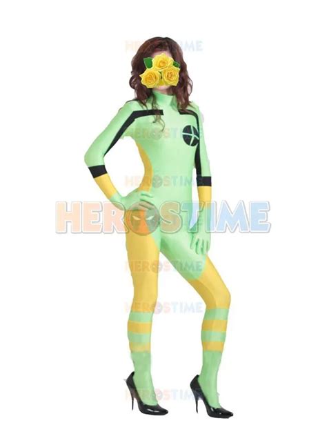 Light Green And Yellow X Men Rogue Costume Halloween Cosplay Female