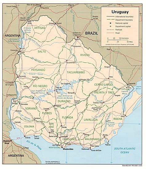 Die karte von uruguay zeigt die schöne landschaft eines der kleinsten. Landkarte Uruguay (Politische Karte) : Weltkarte.com ...