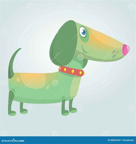 Cartoon Cute Purebred Dachshund Dog Mascot Vector Illustration