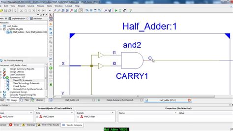 Half Adder Design And Simulation Test Bench In Vhdl Using Xilinx Ise