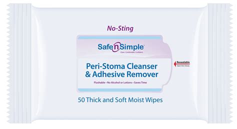 Safe N Simple No Sting Peri Stoma Cleanser And Adhesive Remover Wipes