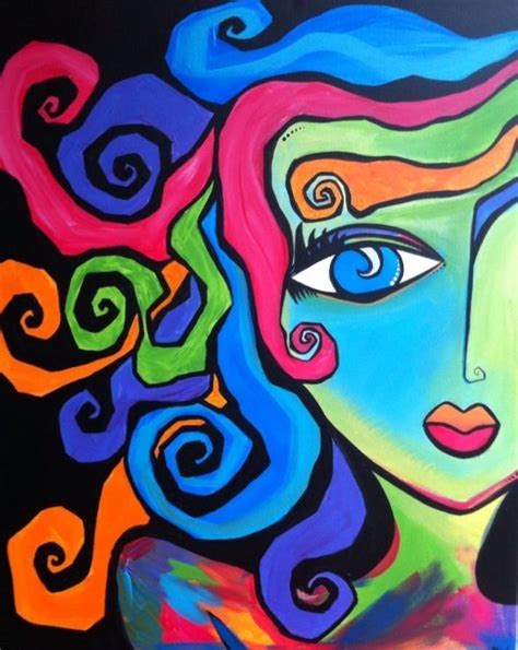 Acrylic On Canvas By Iris Candelaria Face Stencils Abstract Face Art