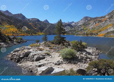 Picturesque Island On Mountain Lake Stock Photo Image Of Line Blue
