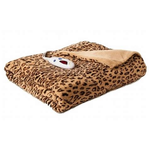 Biddeford Micro Plush Heated Electric Throw Blanket Cheetah Animal