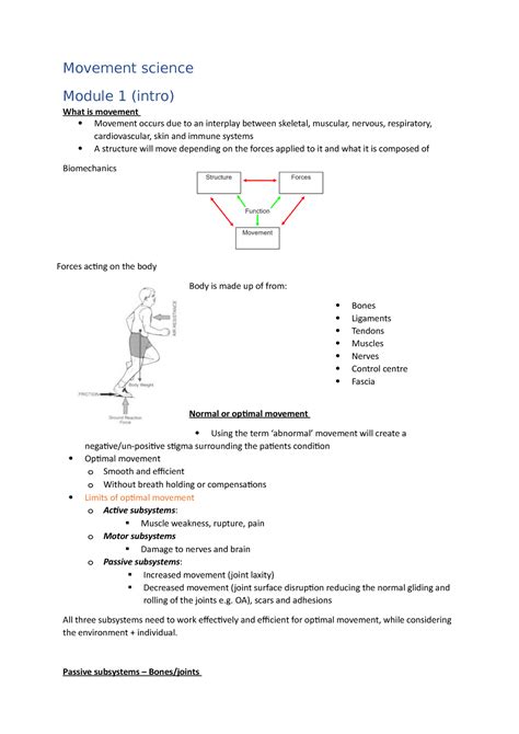 Movement Science Notes Movement Science Module 1 Intro What Is