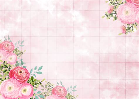 Background Latar Belakang Grid Dekorasi Bunga Merah Muda Bunga Bunga