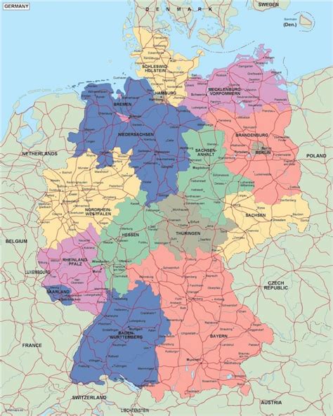 Germany Political Map Illustrator Vector Eps Maps Eps