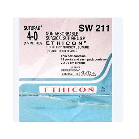 Ethicon Sutupak Silk Sutures Usp 1 Needleless Sw215