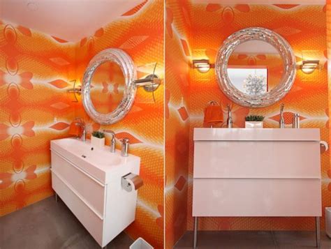 Cheerful Spunk Enliven Your Powder Room With A Splash Of Orange Decoist