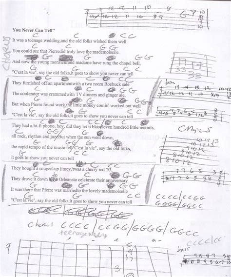 You Never Can Tell Chuck Berry Guitar Chord Chart Music Chords