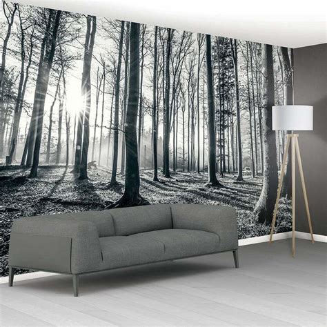 315 X 232cm Wall Mural Photo Wallpaper Black And White Forest Glue Not