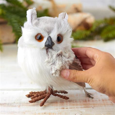 White Fuzzy Artificial Owl Birds And Butterflies Basic Craft Supplies