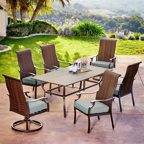 Order online today for fast home delivery. Royal Garden Rhone Valley 7-Piece Wicker Outdoor Dining Set with Teal Cushions-ROVDST705 - The ...