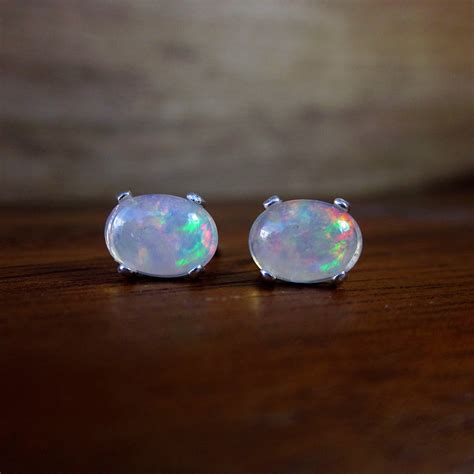 Genuine Fire Opal Stud Earrings Natural Opal Earrings Etsy Uk