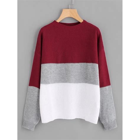 Color Block Drop Shoulder Jumper Multicolor Drop Shoulder Sweaters