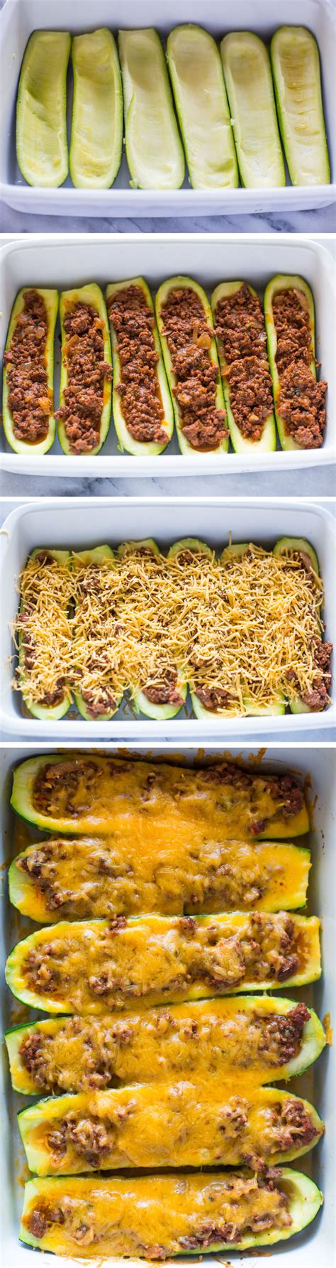 These stuffed zucchini boats make a fun and delicious vegetarian entrée, or could also be a side dish alongside grilled chicken or another meat entrée. Beef Stuffed Zucchini Boats | Gimme Delicious