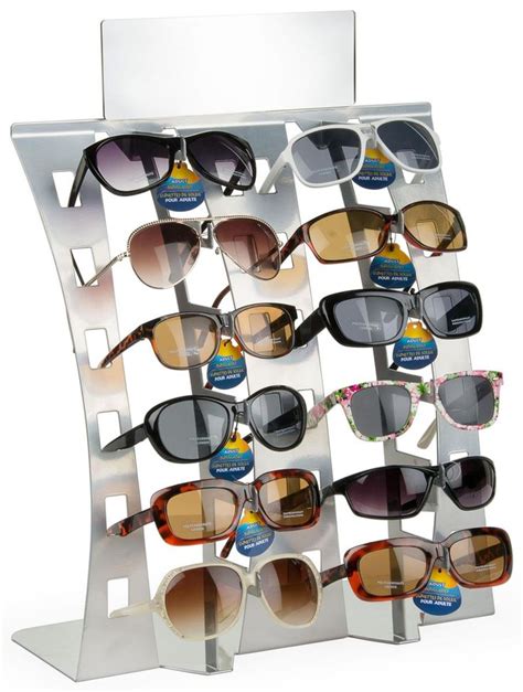 Eyeglass Display Countertop Holds 12 Pairs Silver Sunglasses Display Sunglasses Pairs