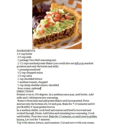 We love the idea and many swear it works, but adding a 1/4 cup of vodka to our homemade pie dough recipe just didn't sit well with us. TACO PIE | good | everyone ate it. Easy with frozen pie ...