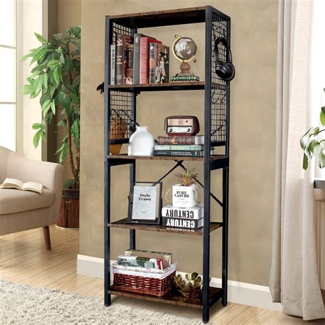 Lavievert Industrial Bookshelf 5 Tier Vintage Bookcase With Rustic