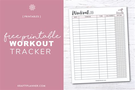 Free Printable Workout Tracker Krafty Planner