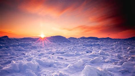Download Wallpaper 1280x720 Snow Winter Sunset Horizon