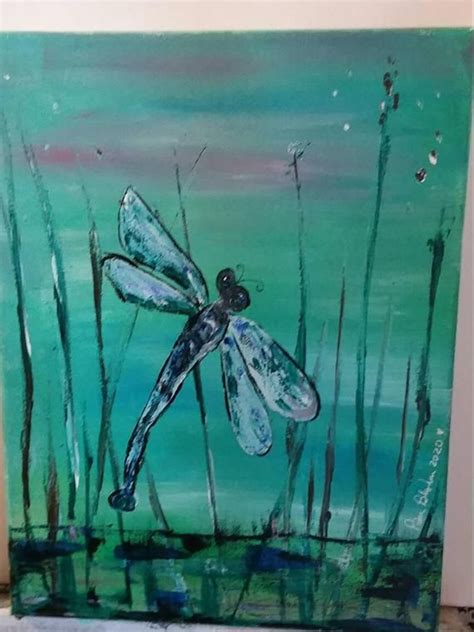Original Acrylic Painting 9x12 Abstract Dragonfly On Etsy