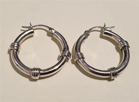 Vintage Chunky 925 Sterling Silver Hoop Earrings By PrelovedJewelsShop