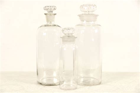 Set Of 3 Apothecary Drug Store 1900 Antique Medical Jars