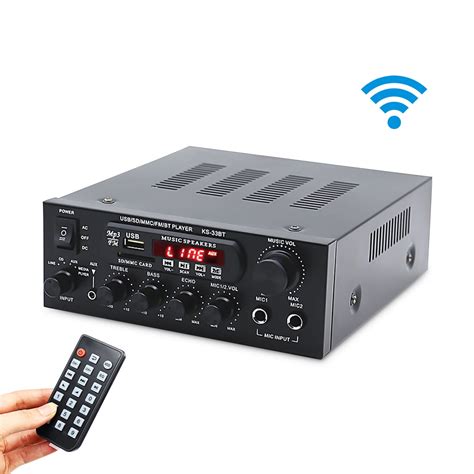 Sunbuck W Bluetooth Amplifier Dual Channel W Lcd Display Mic Mixer Bass Control Mp Usb S D