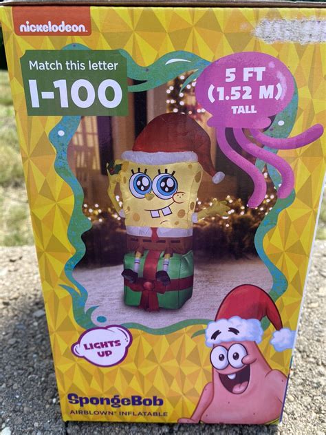 Gemmy 5 Rare Spongebob Squarepants Christmas Inflatable With Present