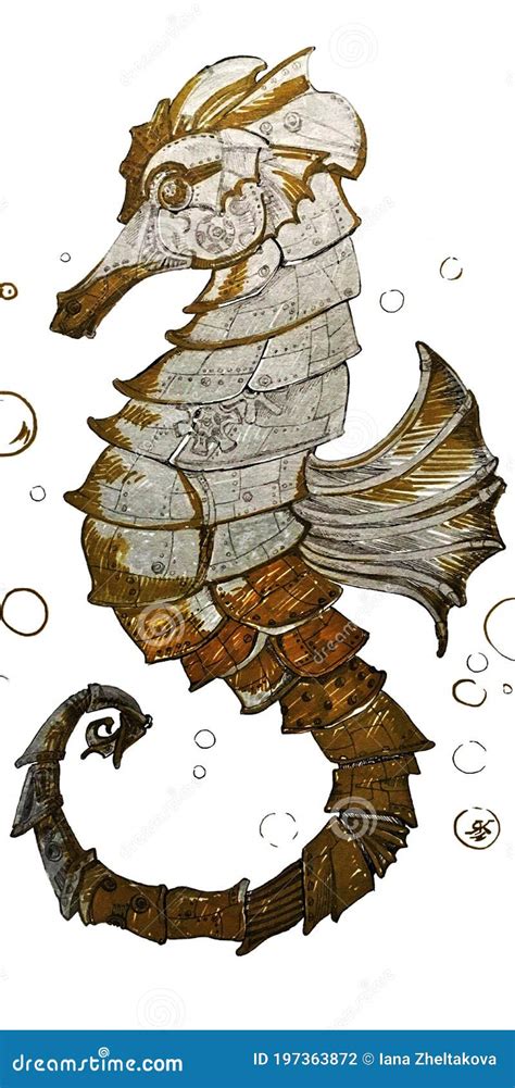 Steampunk Art Illustration Seahorse Stock Illustration Illustration