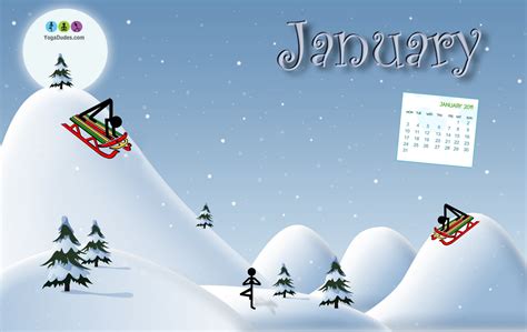 Yogadudes Free January Desktop Calendar
