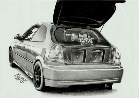 Honda Civic 6 Tuning Realistic Car Drawing By Maxbechtold On Deviantart