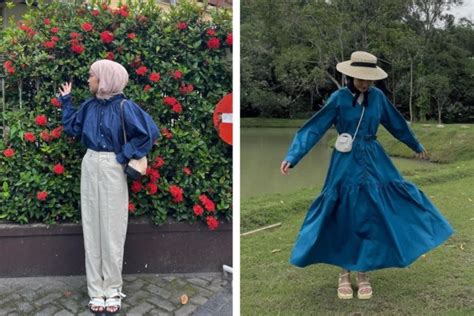 Ide Outfit Warna Biru Denim Tapi Bukan Jeans Hijab Friendly