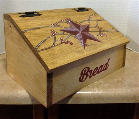 Bread Box Wooden Bread Box Kitchen Bread Box Primitive Star Decor