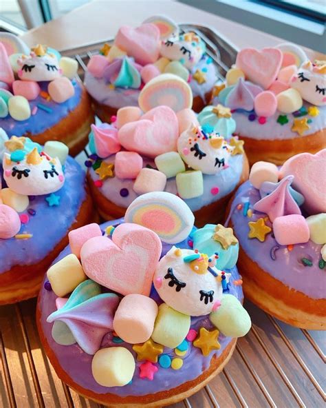Rainbow Unicorn Donuts Love The Pastel Marshmallow On Top Birthday