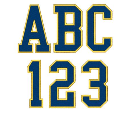 2 Color Varsity Embroidery Designs Font Numbers 6 Sizes Etsy