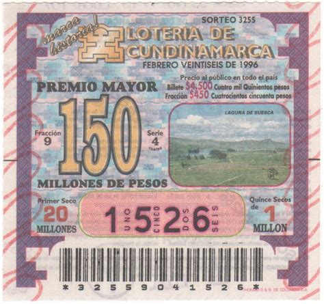 Premios secos loteria de cundinamarca. Loterias de Colombia: CUNDINAMARCA