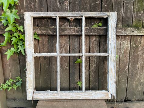 Reclaimed Six Pane Window Frame White Chippy Paint Distressed Etsy