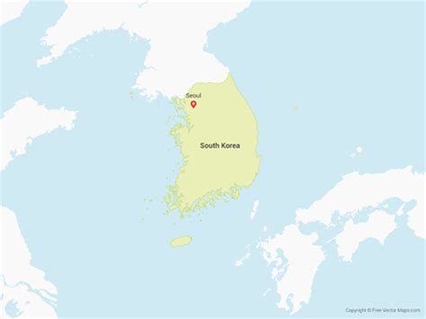 Ai, eps, pdf, svg, jpg, png archive size: Vector Map of South Korea | Free Vector Maps