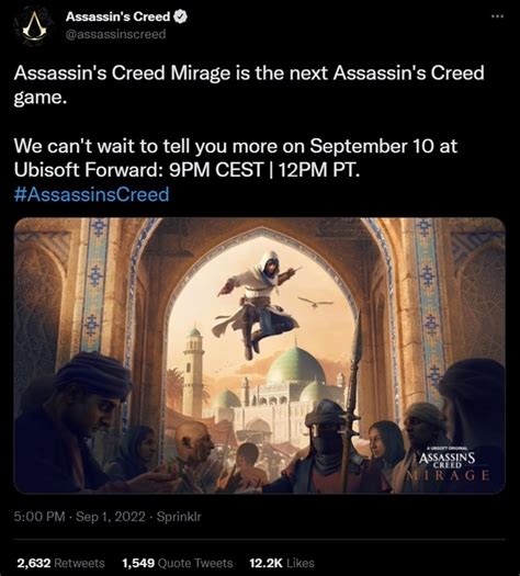 Assassin S Creed Mirage Officially Announced By Ubisoft Reveal Coming